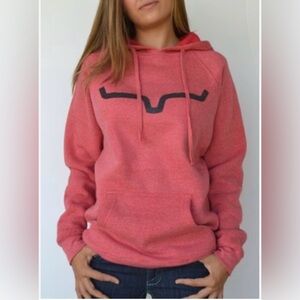 Worn 1X Kimes Ranch Women’s XXL Heathered Red/ Pink Hoodie w/ Black Glitter Log